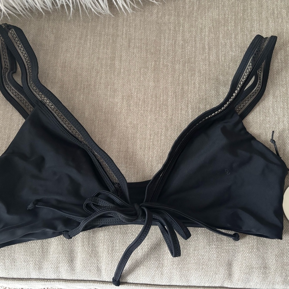 Tularosa Black Triangle Bikini Top with Strappy Detail